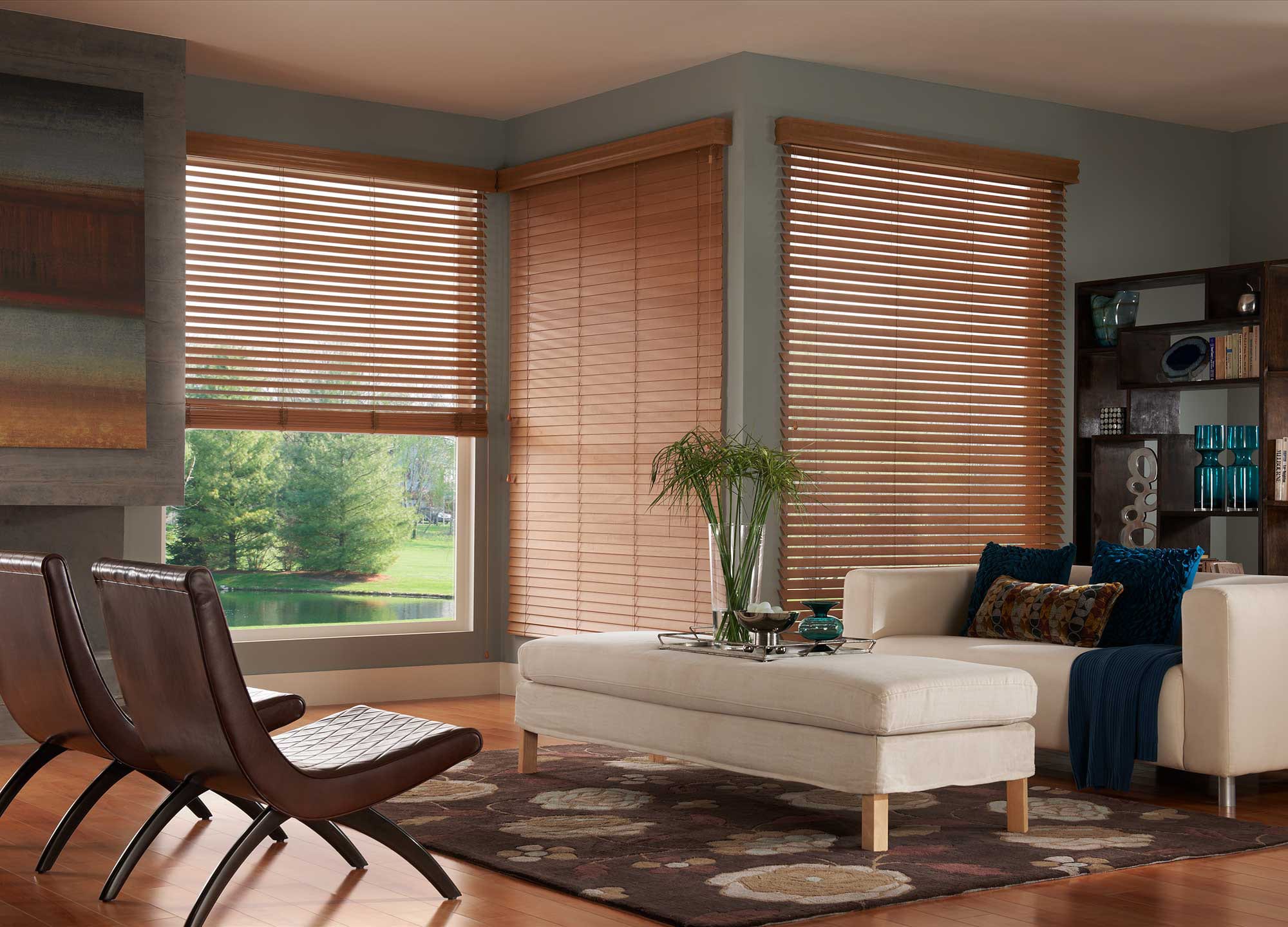 Stained wood blinds. 2" Wood Blinds