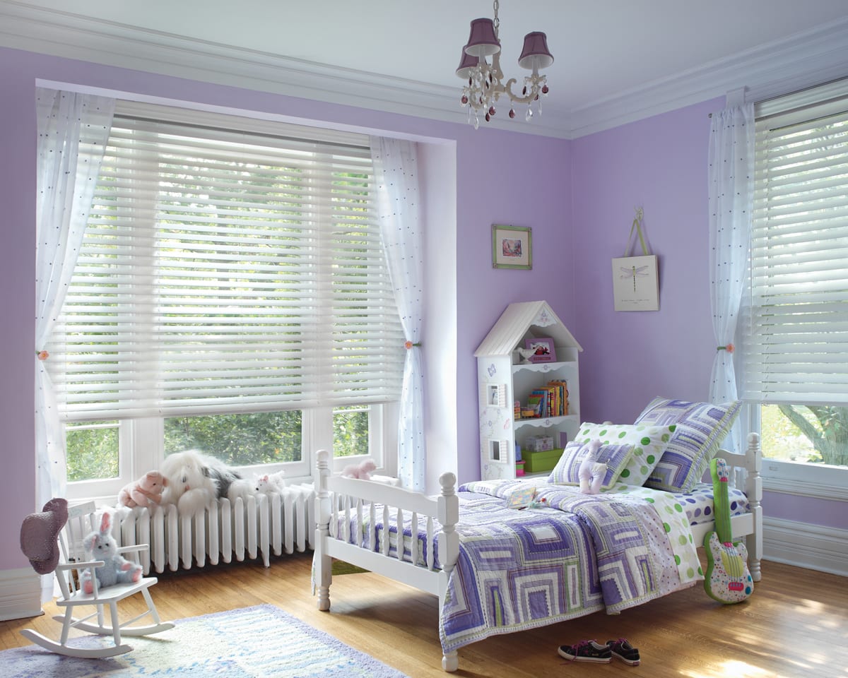 Children's room with blinds.